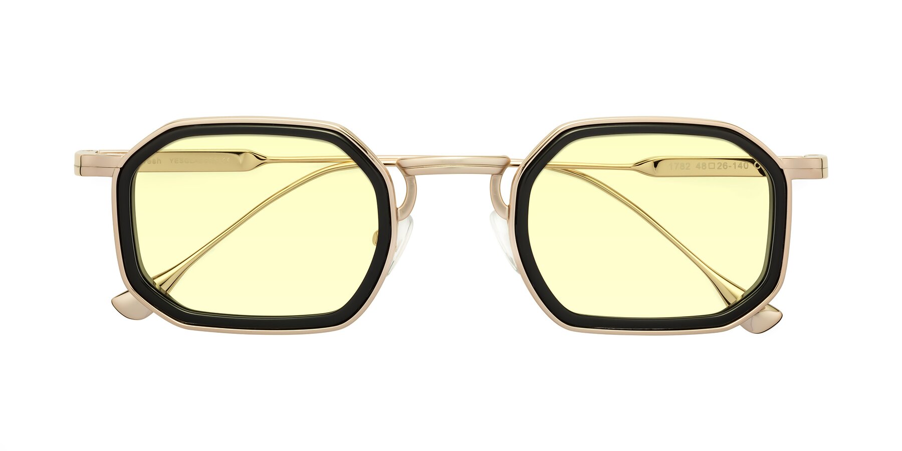 Folded Front of Fresh in Black-Gold with Light Yellow Tinted Lenses