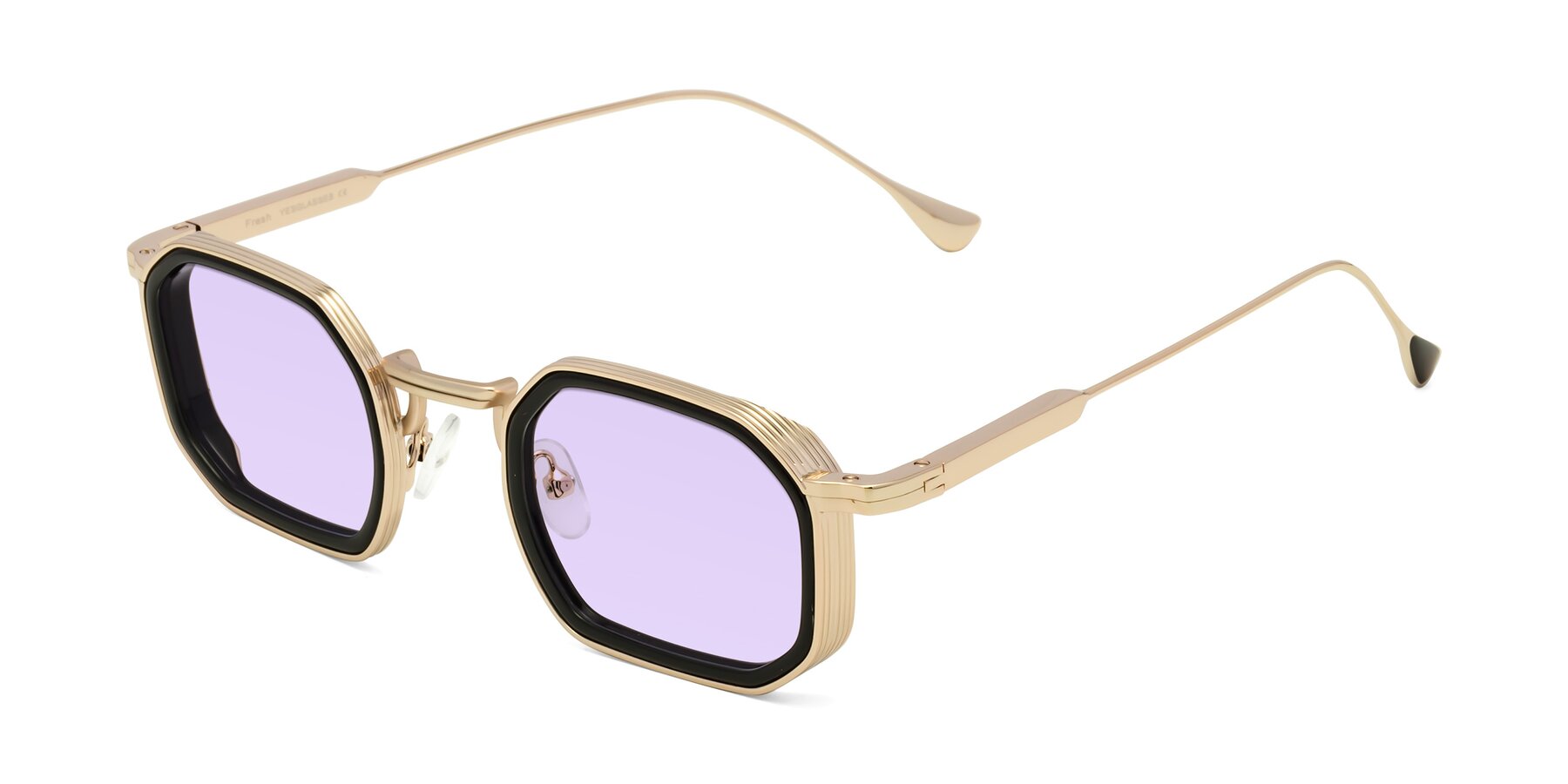 Angle of Fresh in Black-Gold with Light Purple Tinted Lenses