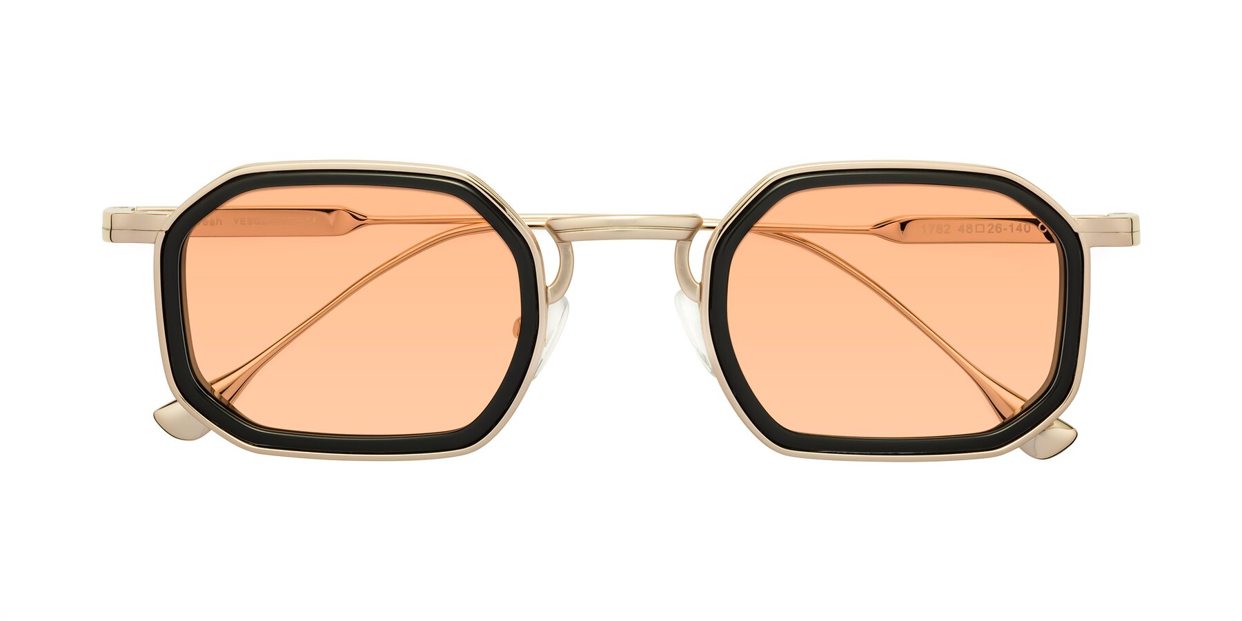 Folded Front of Fresh in Black-Gold with Light Orange Tinted Lenses