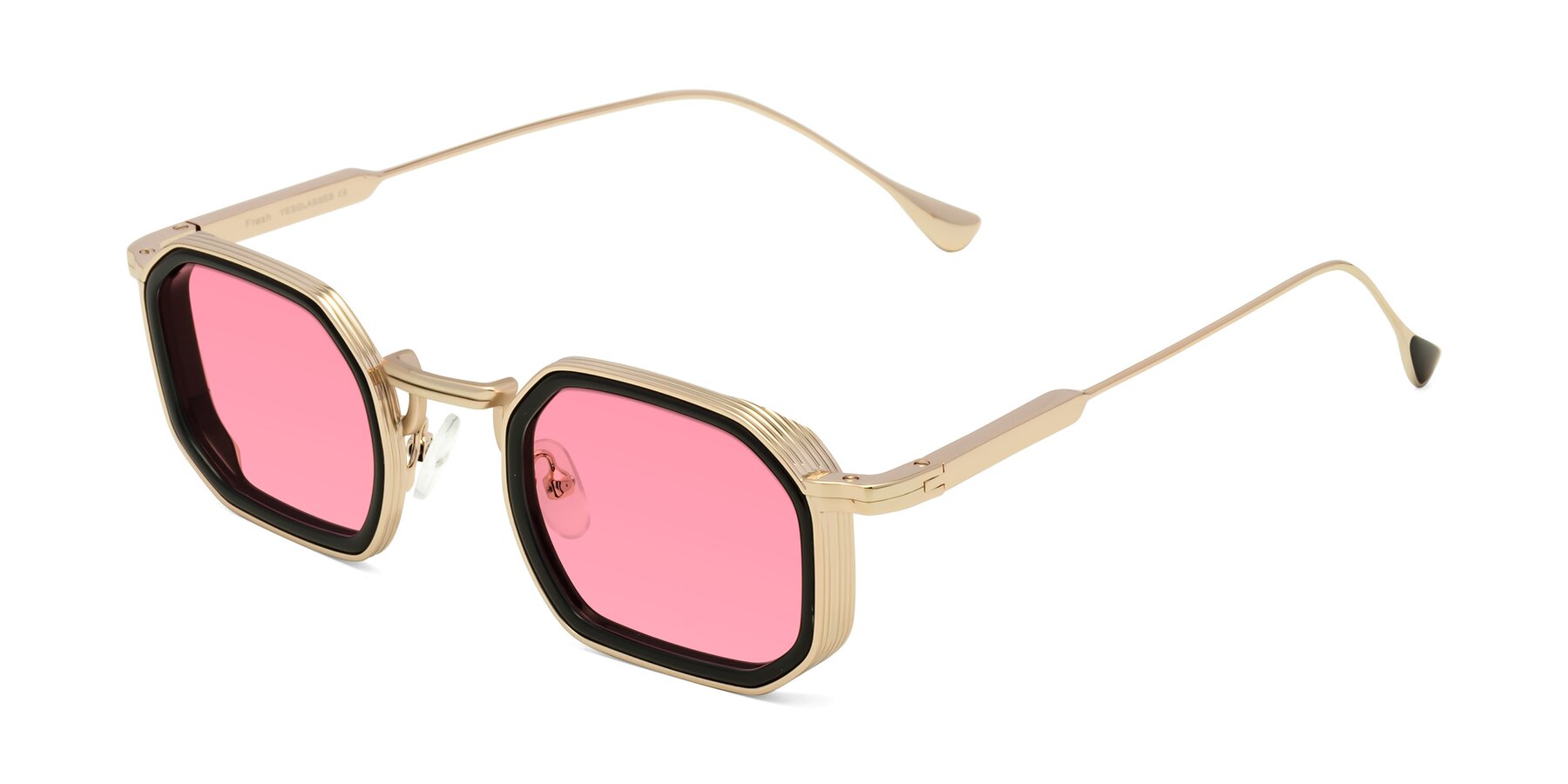 Angle of Fresh in Black-Gold with Pink Tinted Lenses