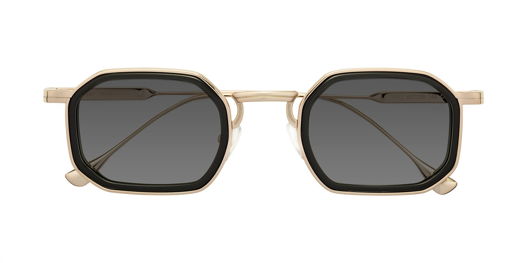 Folded Front of Fresh in Black-Gold with Medium Gray Tinted Lenses