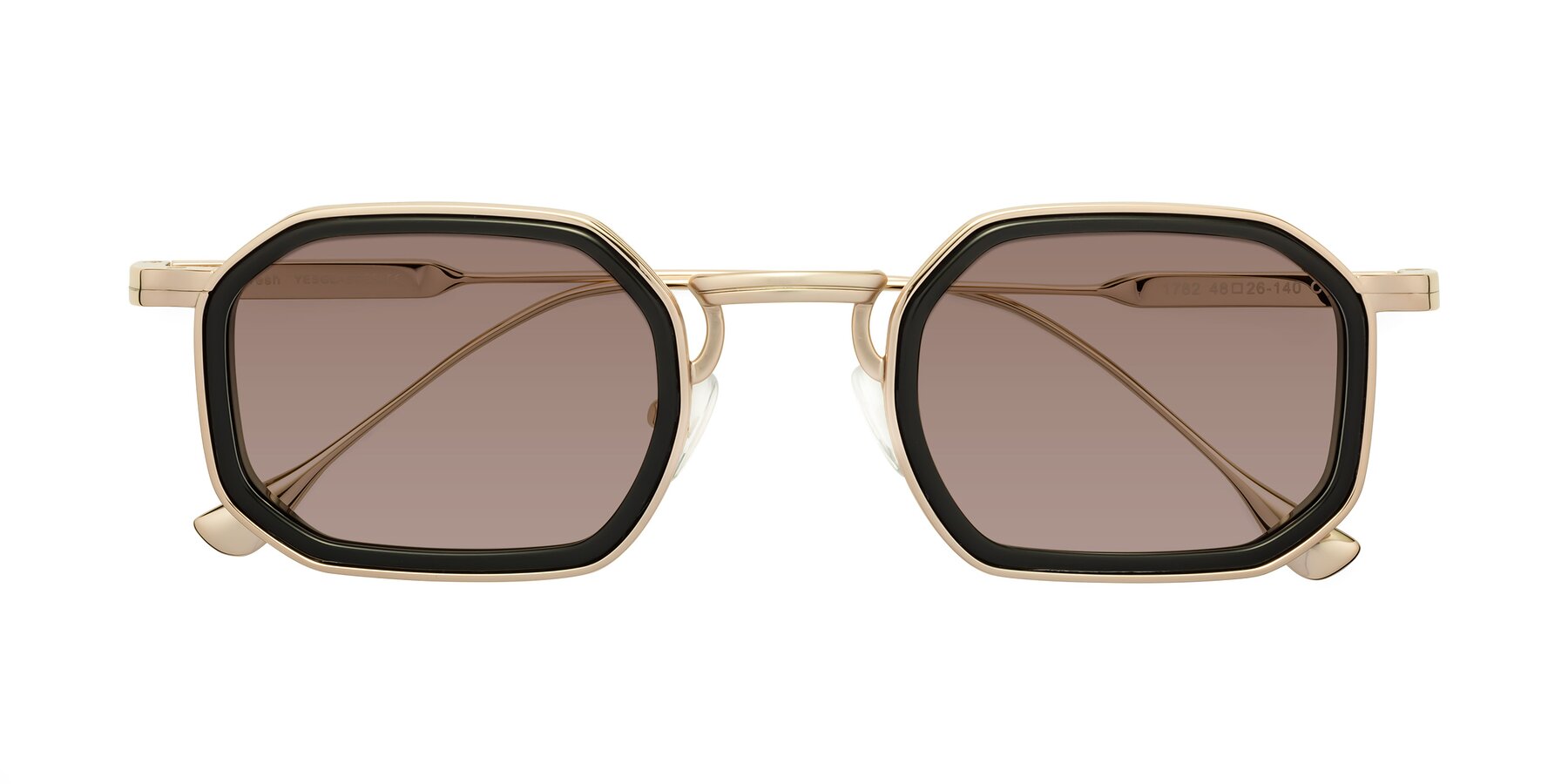 Folded Front of Fresh in Black-Gold with Medium Brown Tinted Lenses