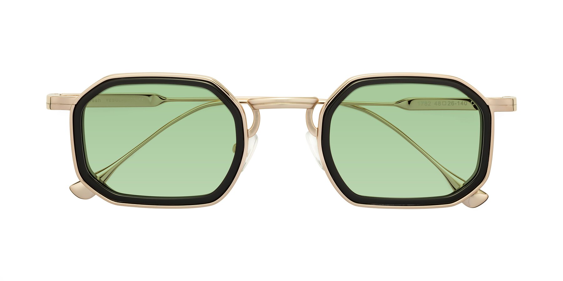 Folded Front of Fresh in Black-Gold with Medium Green Tinted Lenses