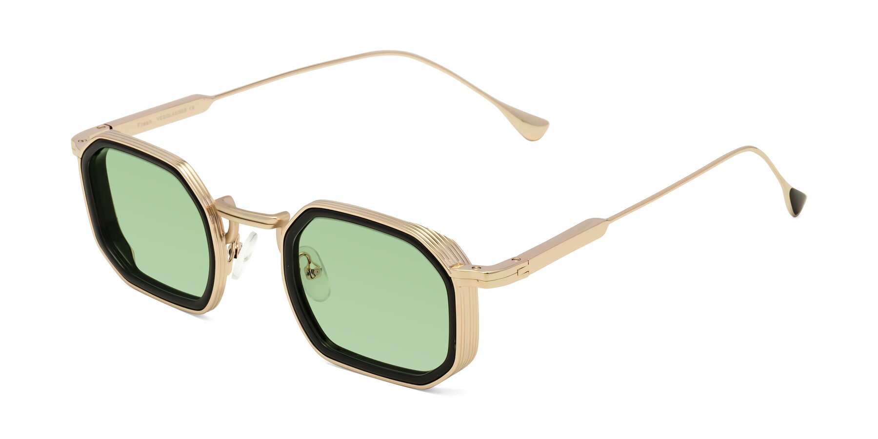 Angle of Fresh in Black-Gold with Medium Green Tinted Lenses