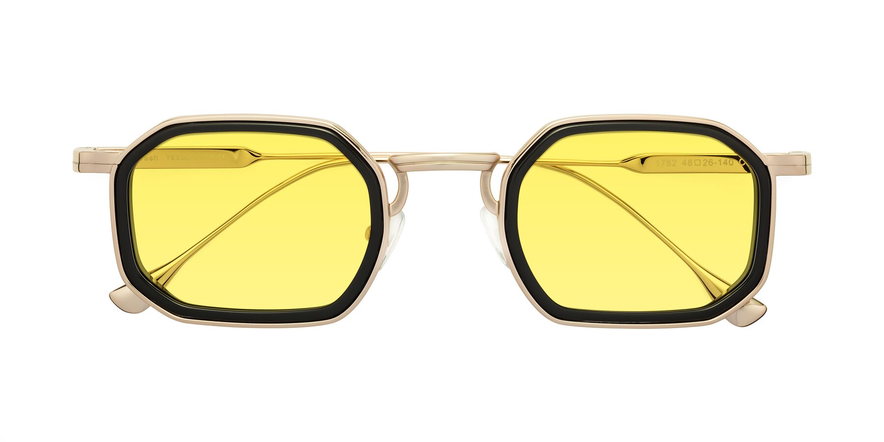 Folded Front of Fresh in Black-Gold with Medium Yellow Tinted Lenses
