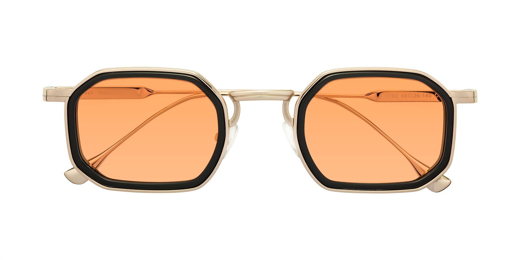 Folded Front of Fresh in Black-Gold with Medium Orange Tinted Lenses