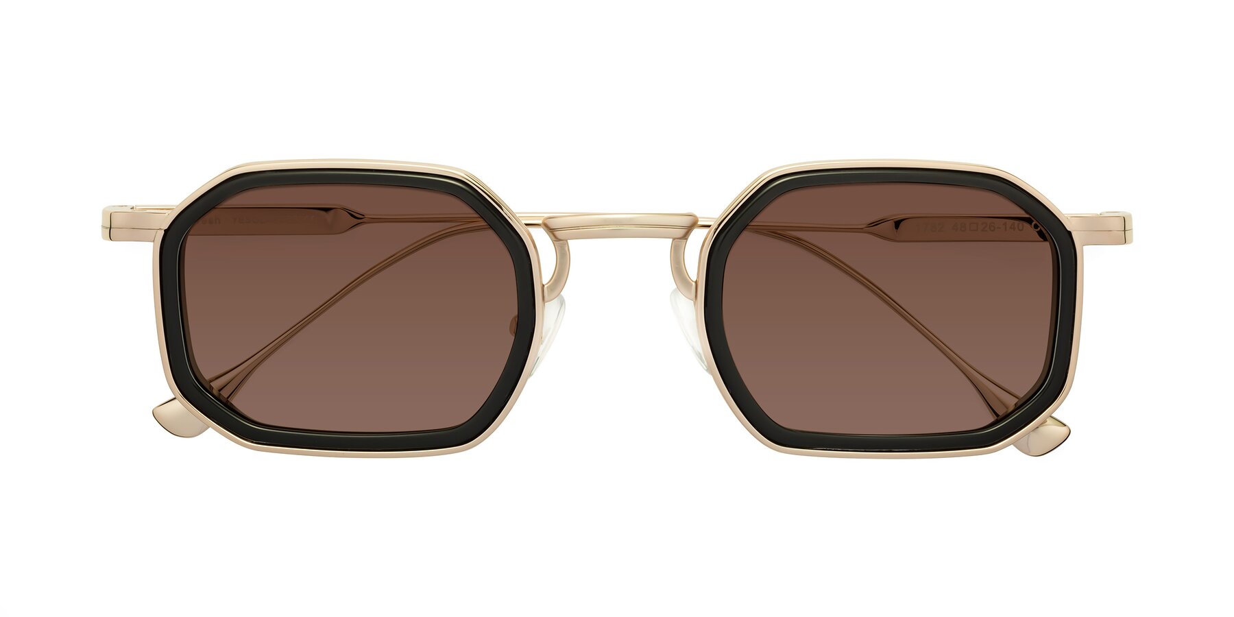 Folded Front of Fresh in Black-Gold with Brown Tinted Lenses