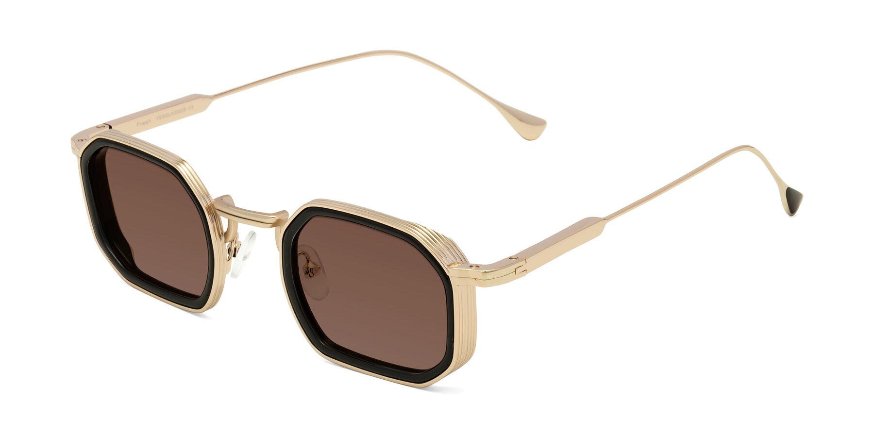 Angle of Fresh in Black-Gold with Brown Tinted Lenses