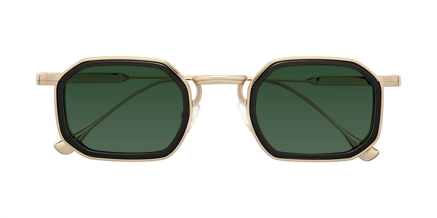 Folded Front of Fresh in Black-Gold with Green Tinted Lenses