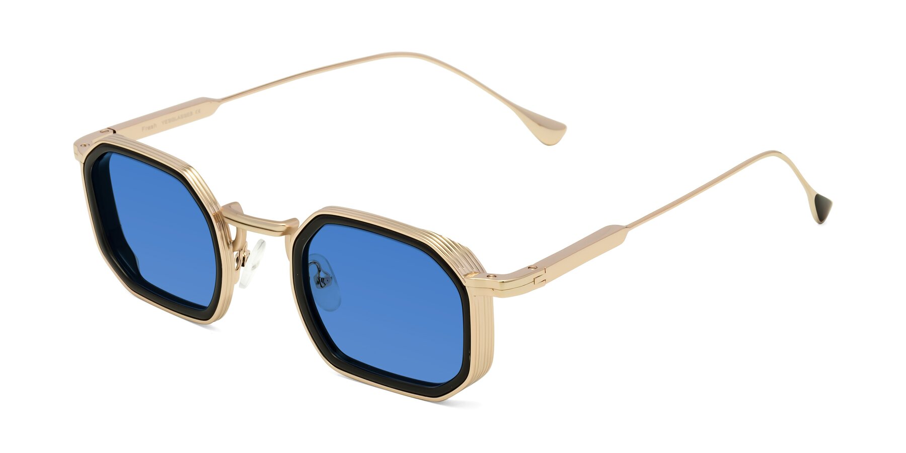 Angle of Fresh in Black-Gold with Blue Tinted Lenses