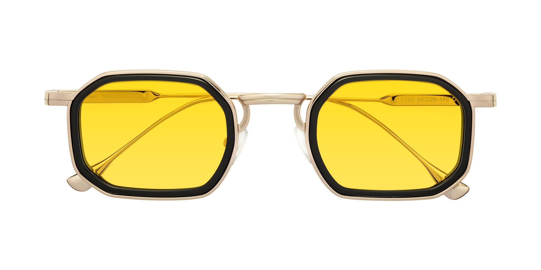 Folded Front of Fresh in Black-Gold with Yellow Tinted Lenses