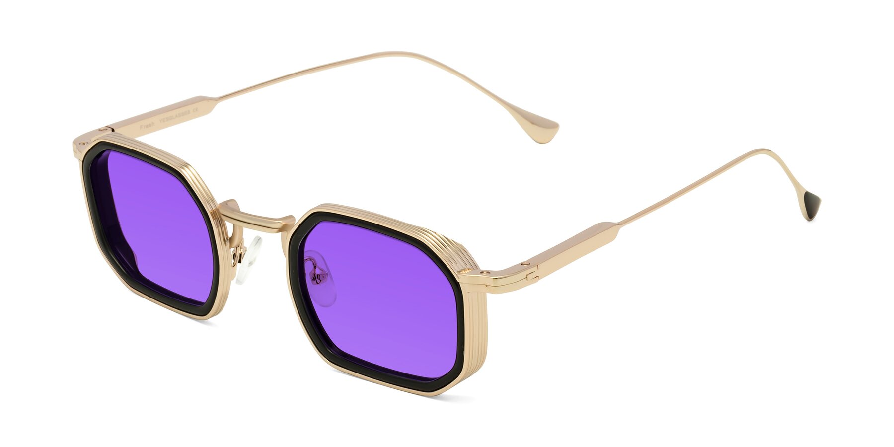 Angle of Fresh in Black-Gold with Purple Tinted Lenses