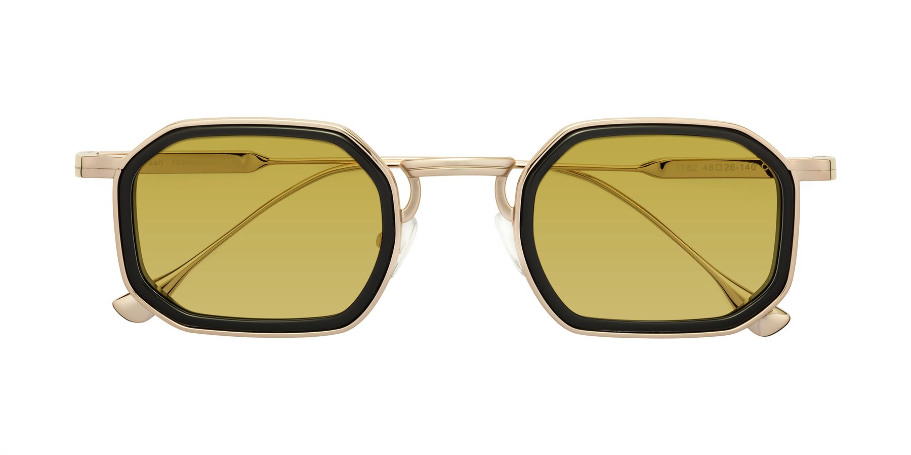 Folded Front of Fresh in Black-Gold with Champagne Tinted Lenses