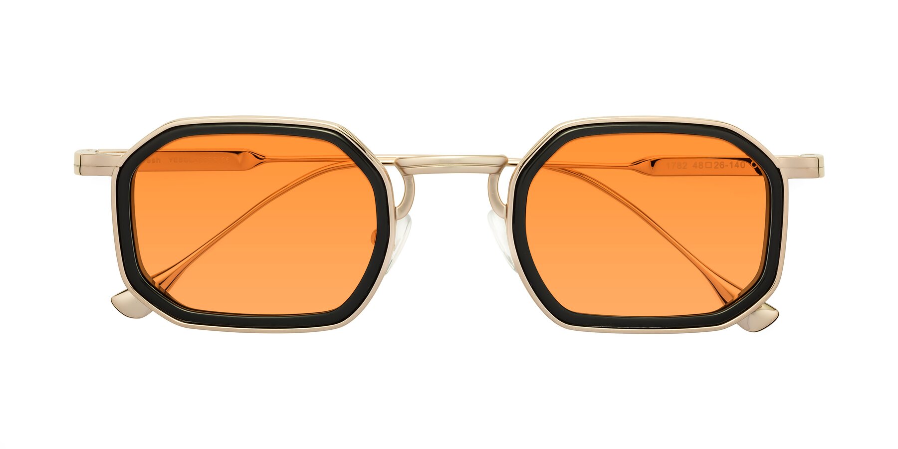 Folded Front of Fresh in Black-Gold with Orange Tinted Lenses