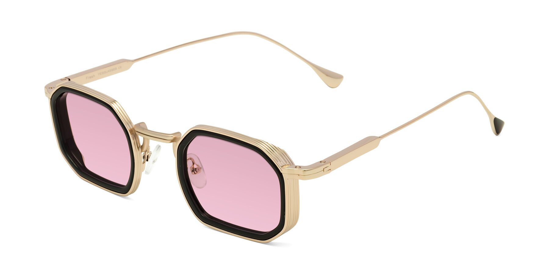 Angle of Fresh in Black-Gold with Light Wine Tinted Lenses