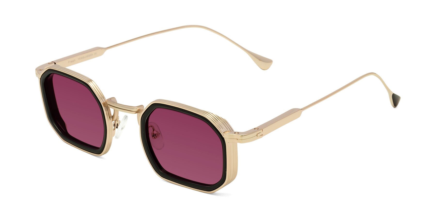 Angle of Fresh in Black-Gold with Wine Tinted Lenses