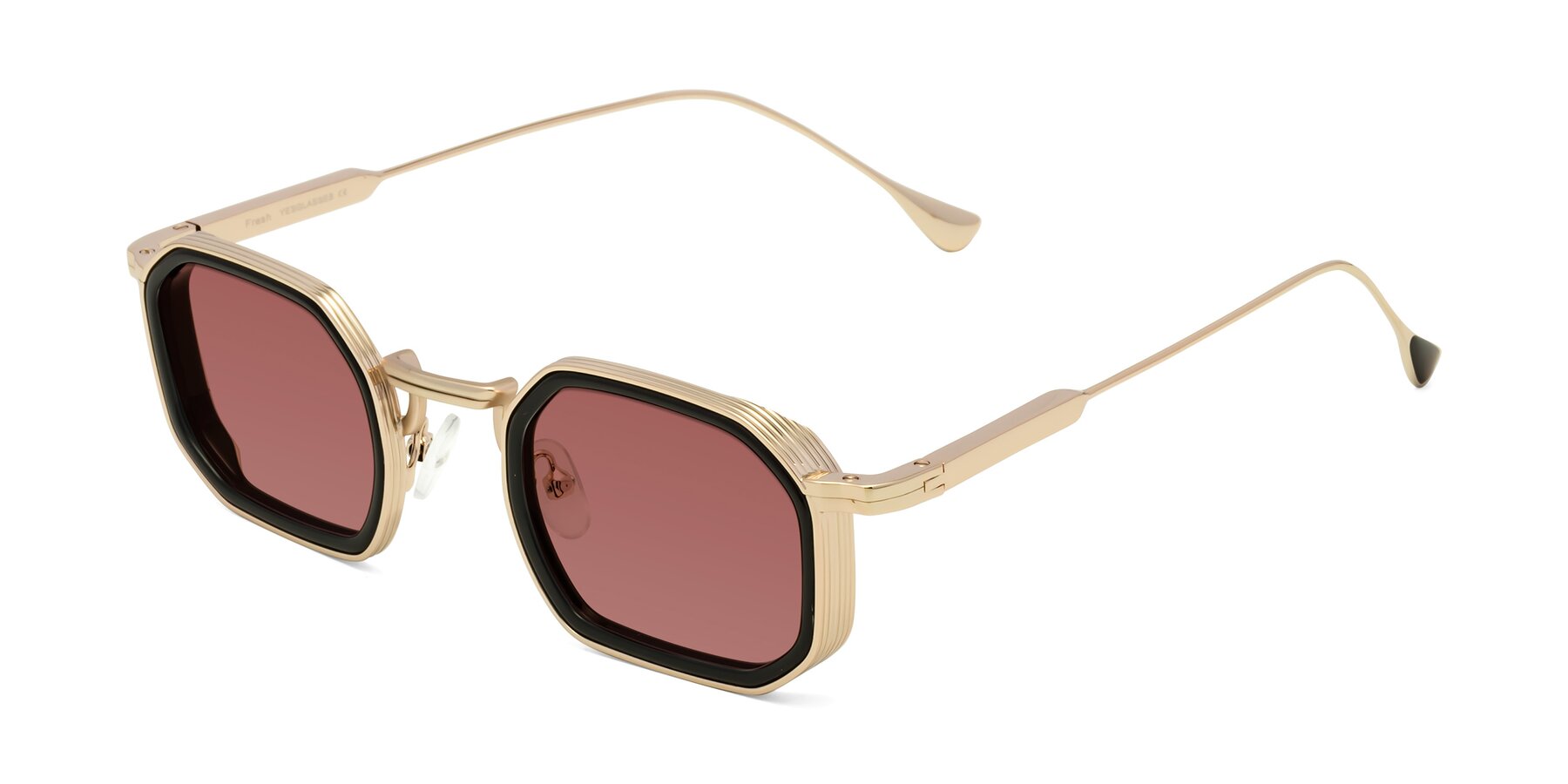 Angle of Fresh in Black-Gold with Garnet Tinted Lenses