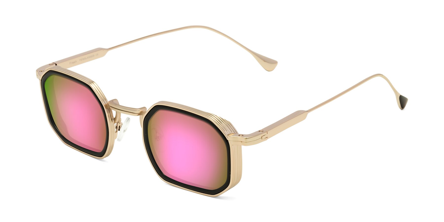 Angle of Fresh in Black-Gold with Pink Mirrored Lenses