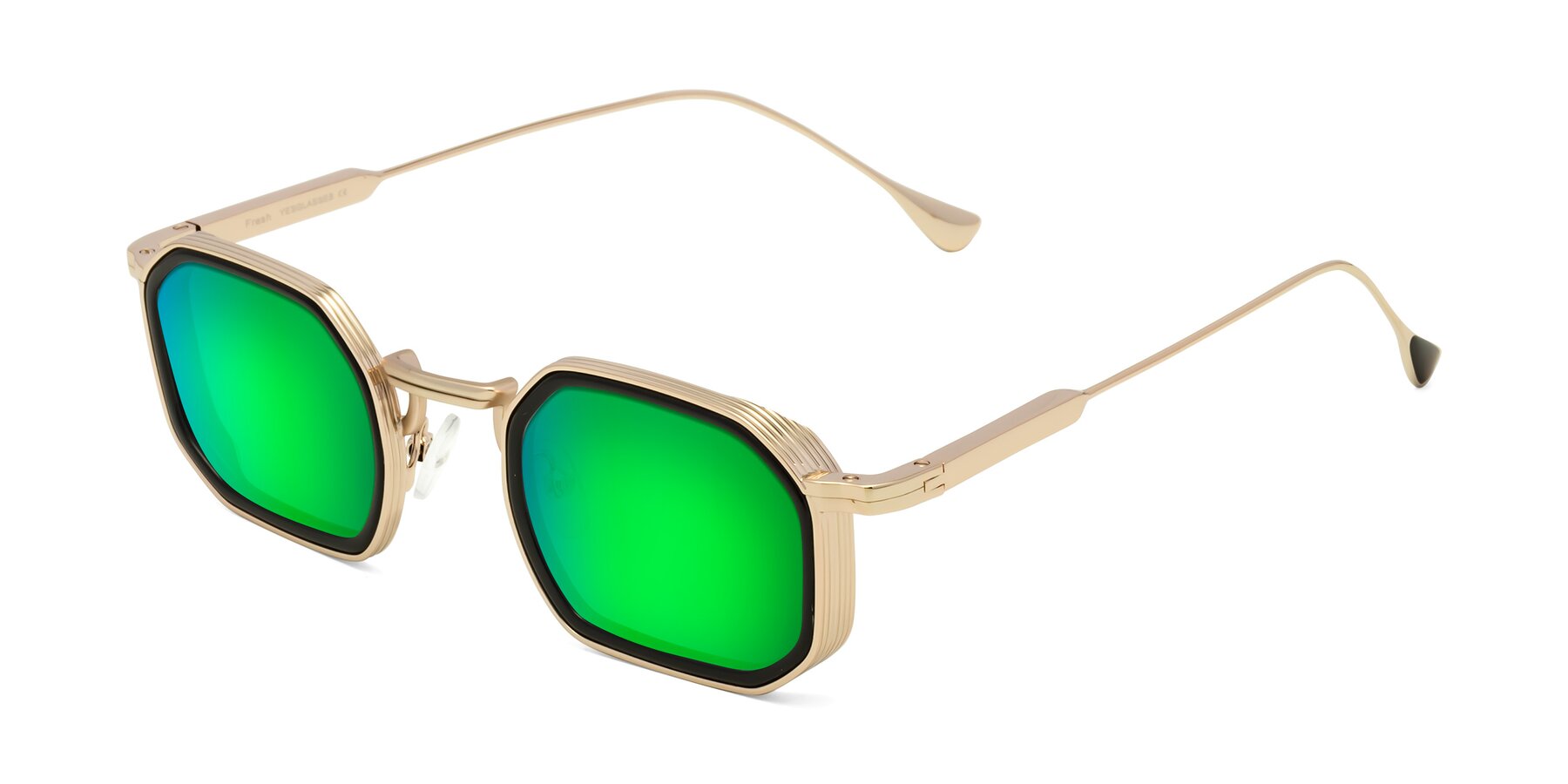 Angle of Fresh in Black-Gold with Green Mirrored Lenses