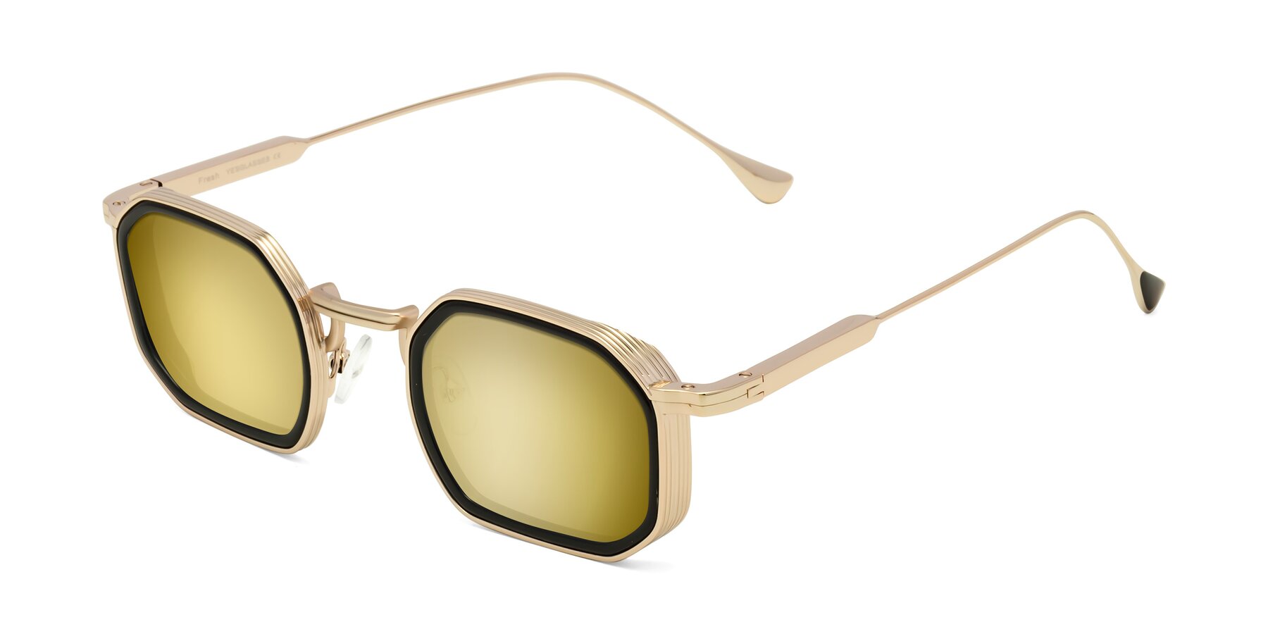 Angle of Fresh in Black-Gold with Gold Mirrored Lenses