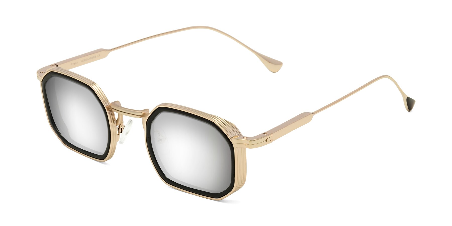 Angle of Fresh in Black-Gold with Silver Mirrored Lenses