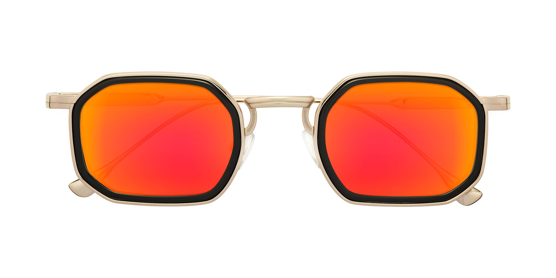 Folded Front of Fresh in Black-Gold with Red Gold Mirrored Lenses