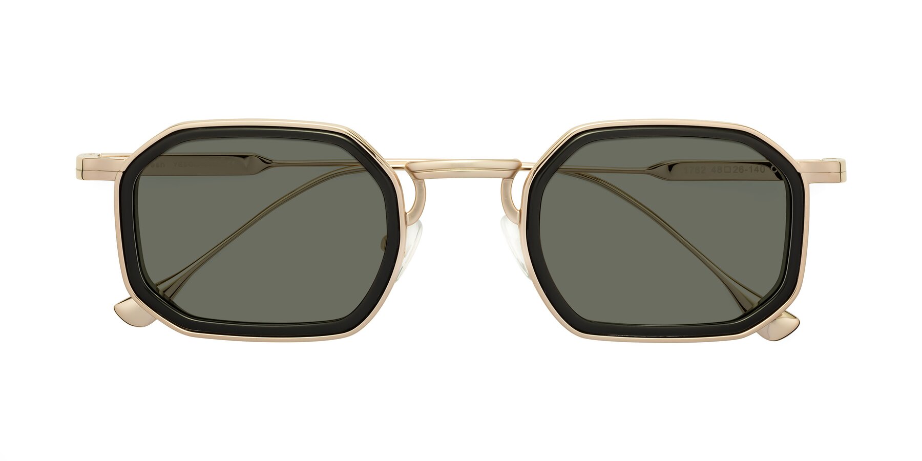 Folded Front of Fresh in Black-Gold with Gray Polarized Lenses