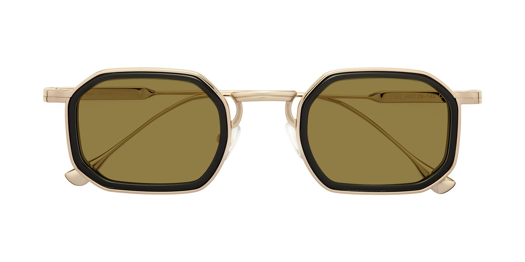 Folded Front of Fresh in Black-Gold with Brown Polarized Lenses