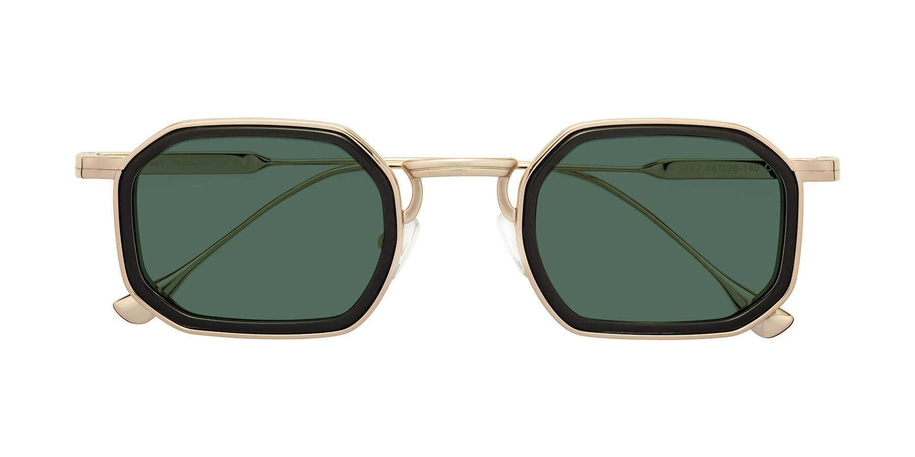 Folded Front of Fresh in Black-Gold with Green Polarized Lenses