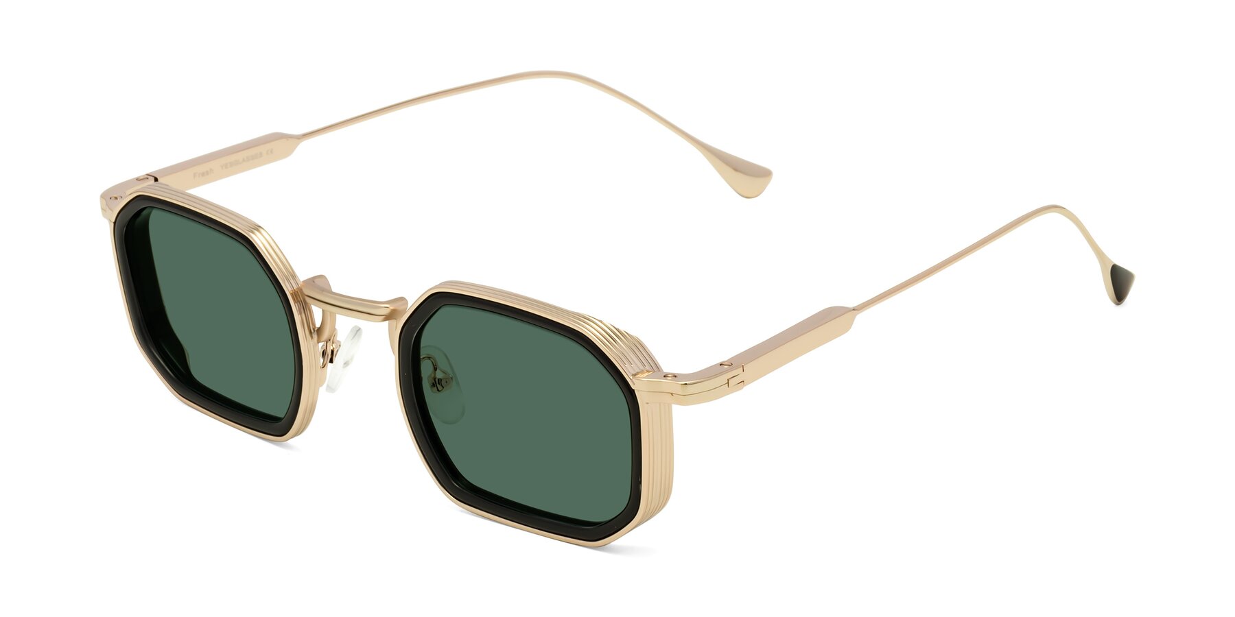 Angle of Fresh in Black-Gold with Green Polarized Lenses