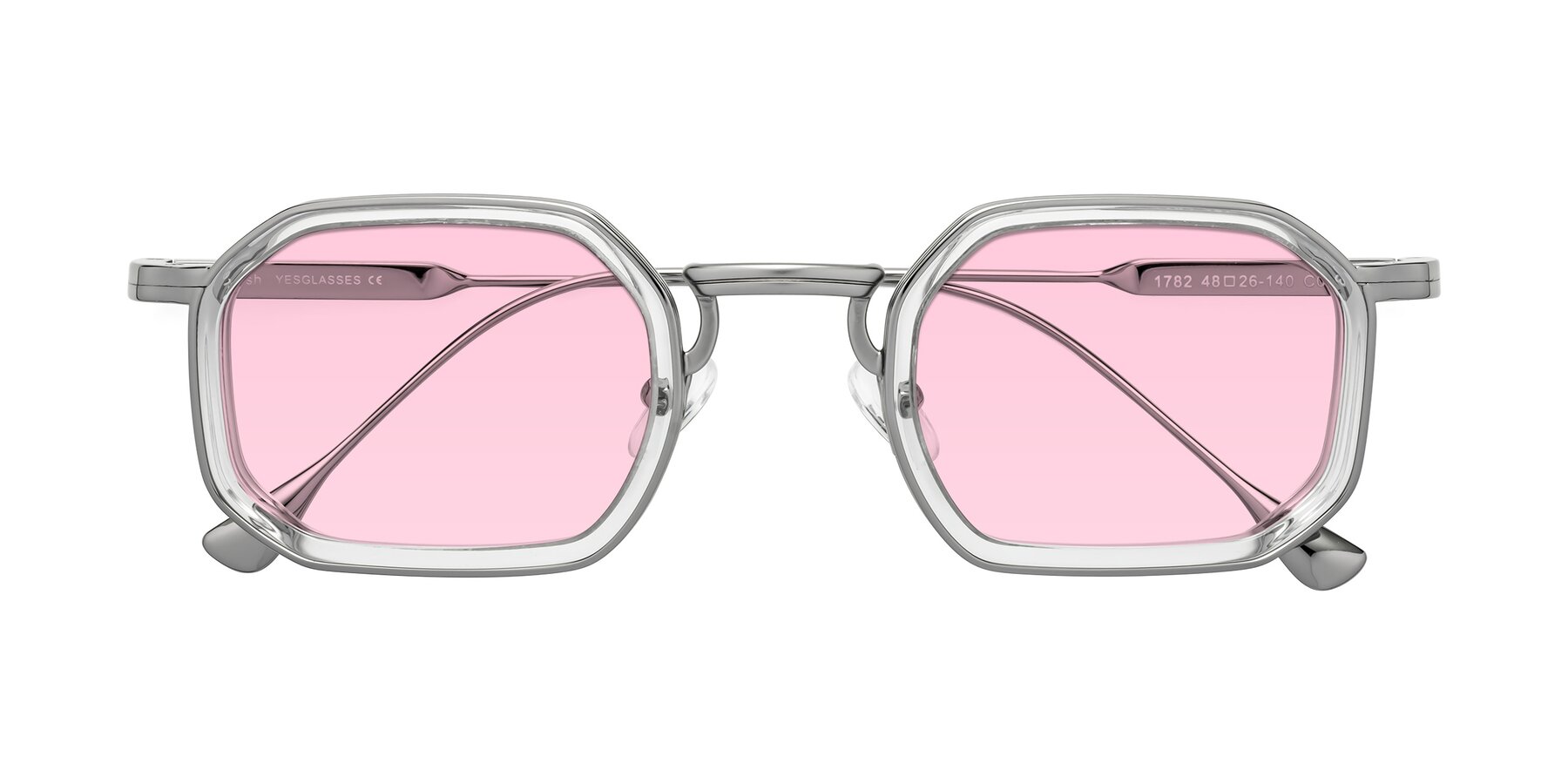 Folded Front of Fresh in Clear-Silver with Light Pink Tinted Lenses