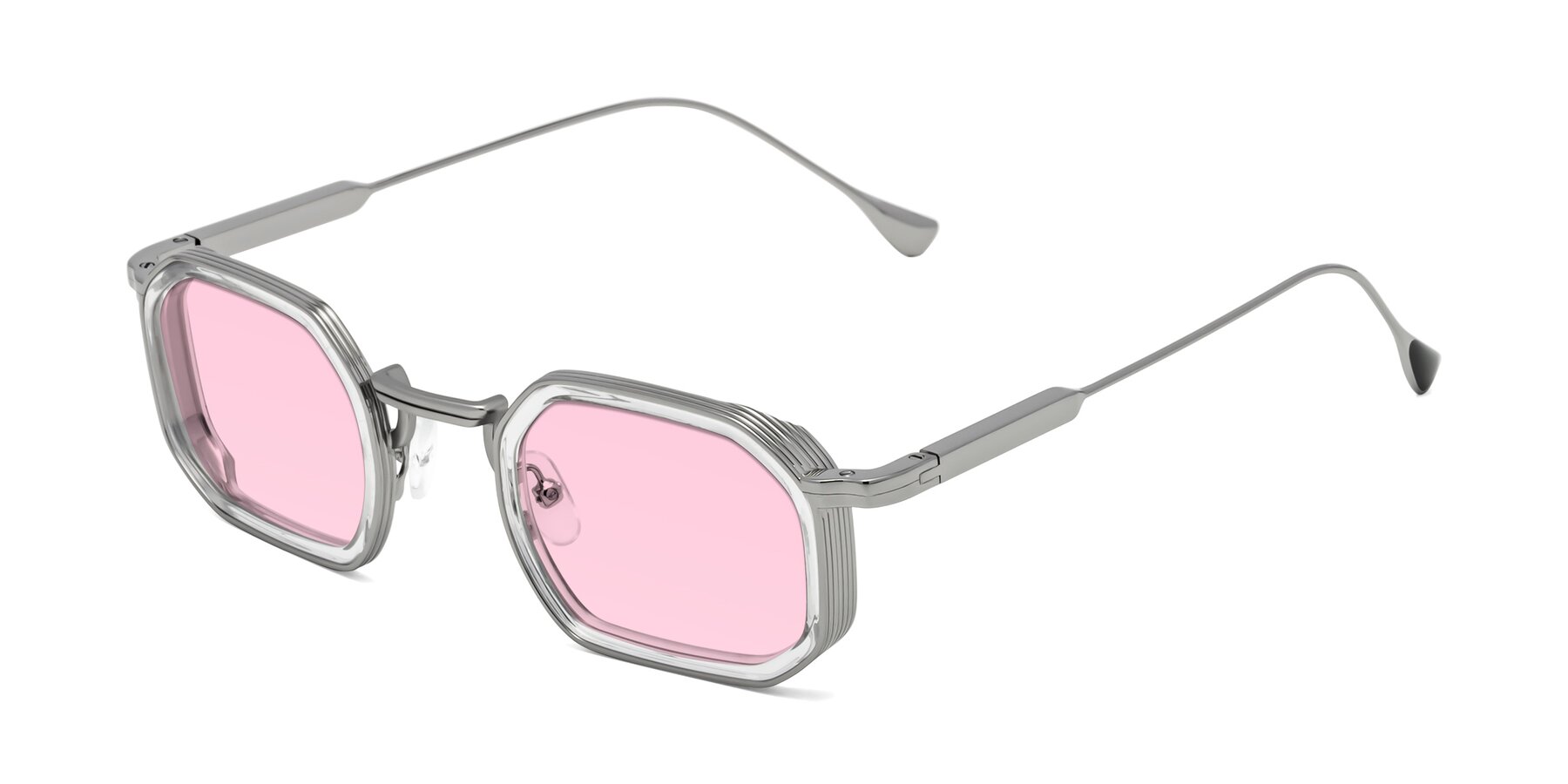 Angle of Fresh in Clear-Silver with Light Pink Tinted Lenses