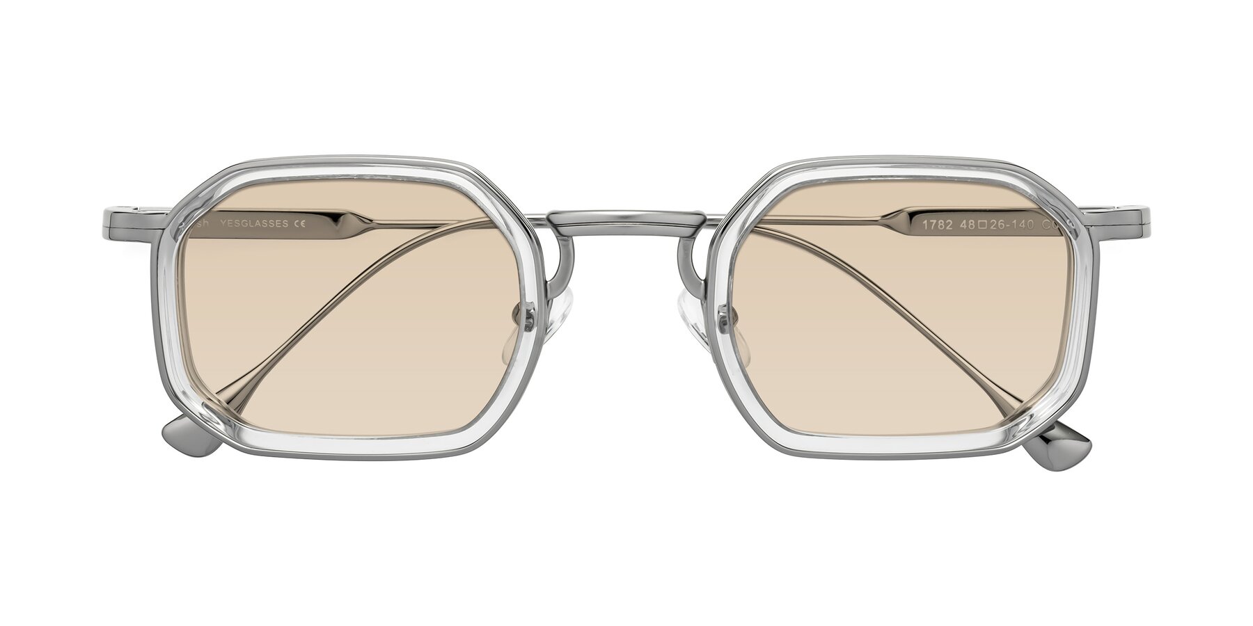 Folded Front of Fresh in Clear-Silver with Light Brown Tinted Lenses