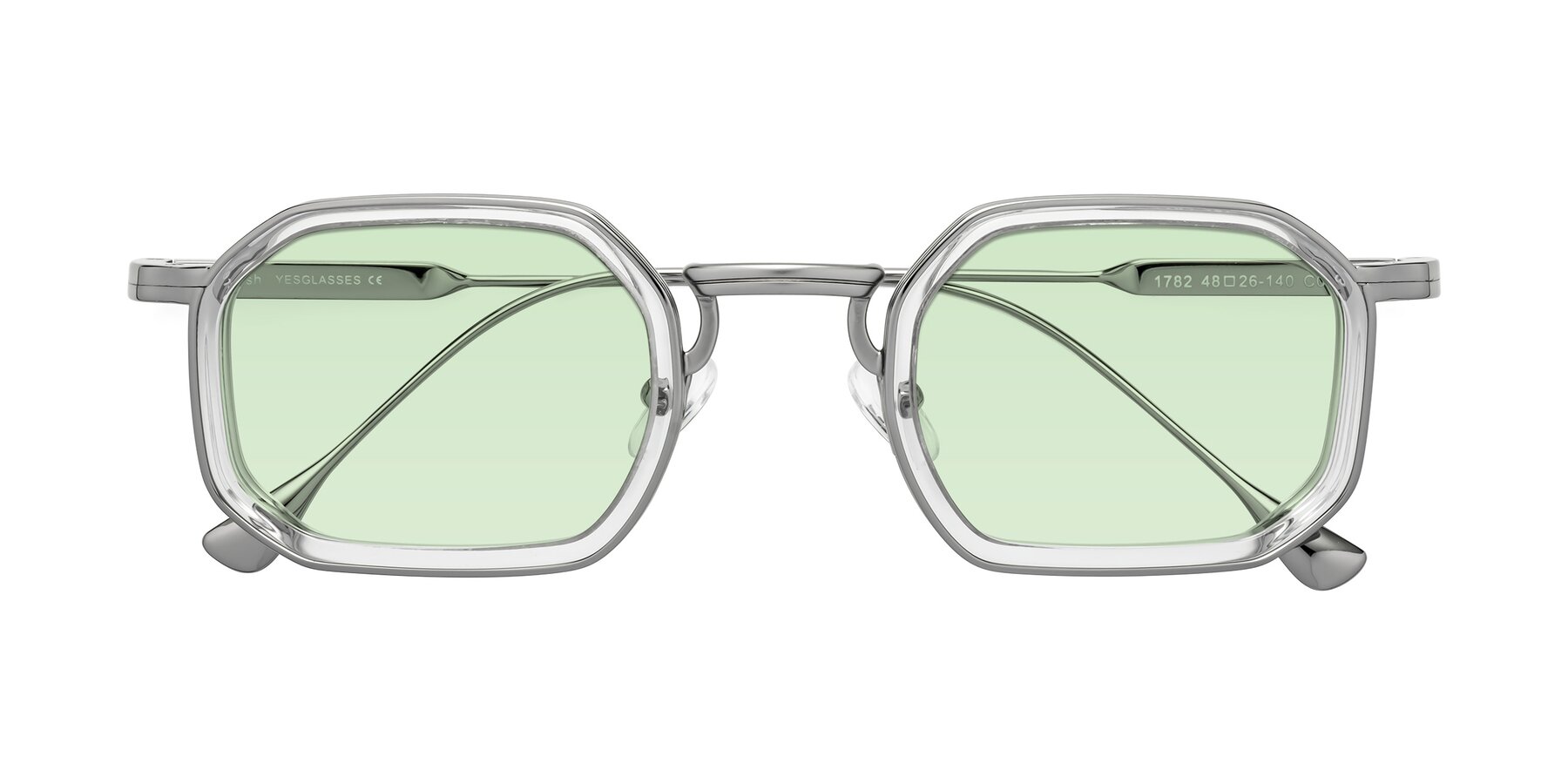 Folded Front of Fresh in Clear-Silver with Light Green Tinted Lenses