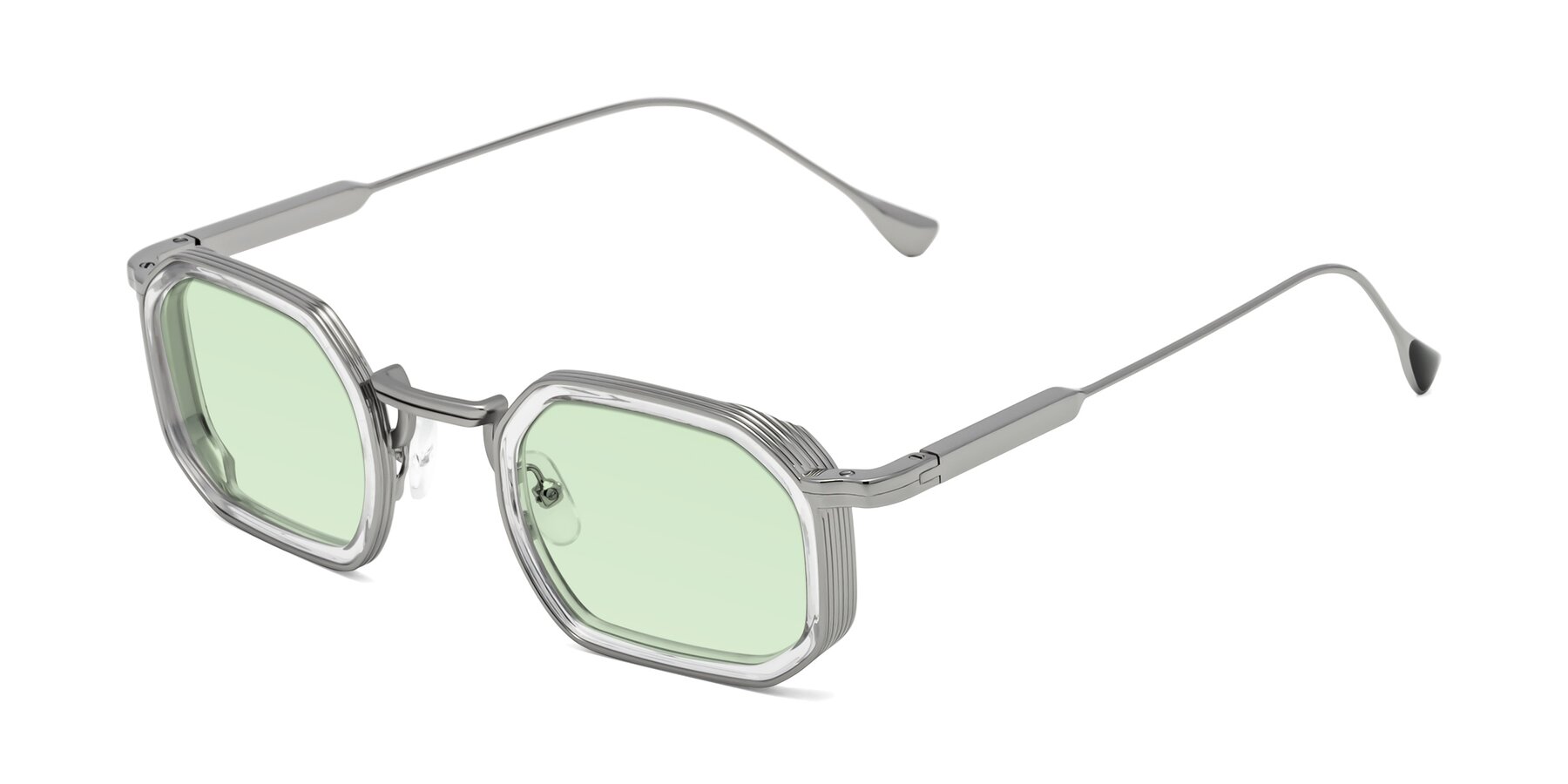 Angle of Fresh in Clear-Silver with Light Green Tinted Lenses