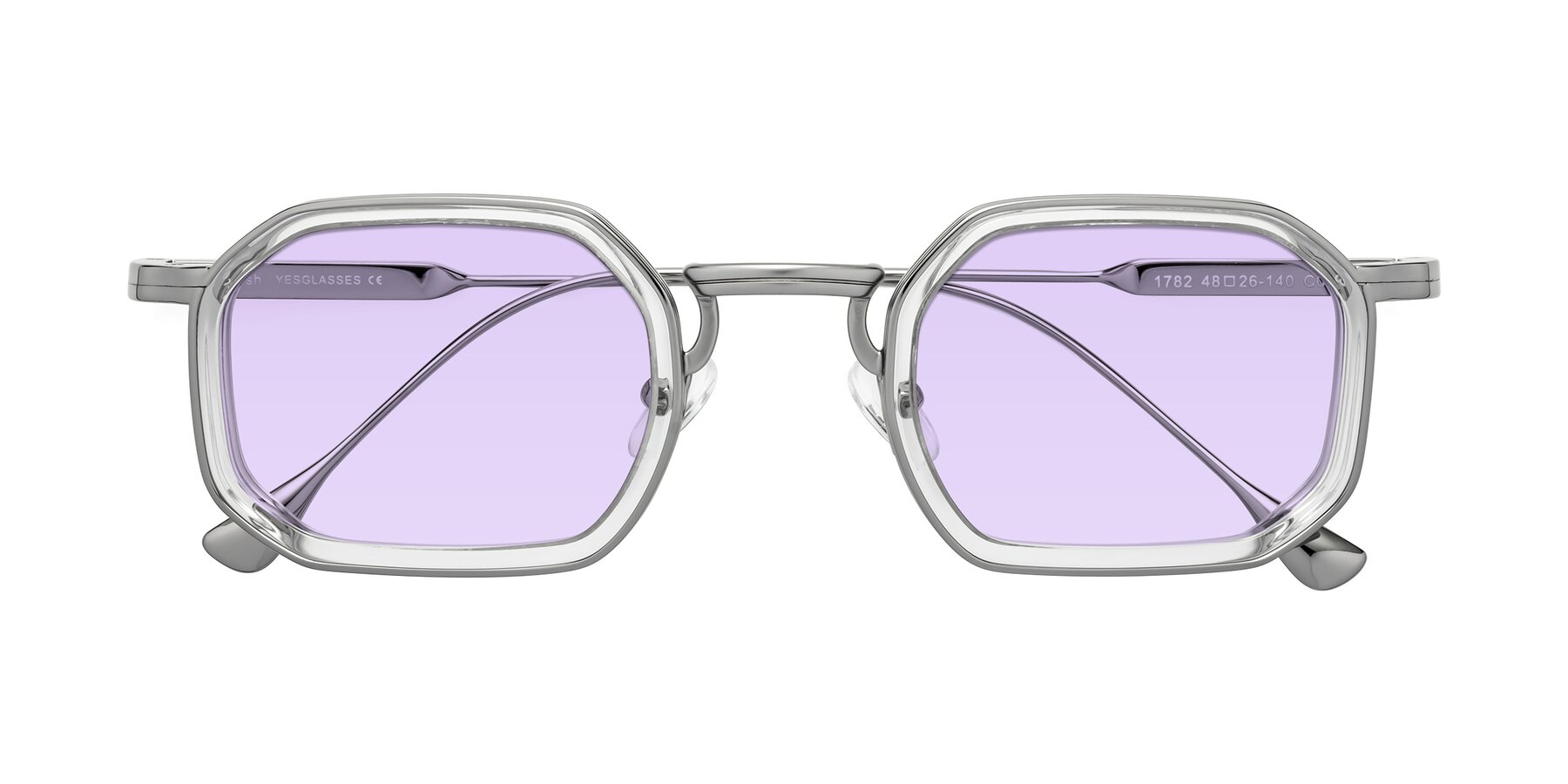 Folded Front of Fresh in Clear-Silver with Light Purple Tinted Lenses