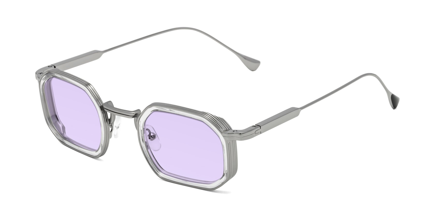 Angle of Fresh in Clear-Silver with Light Purple Tinted Lenses