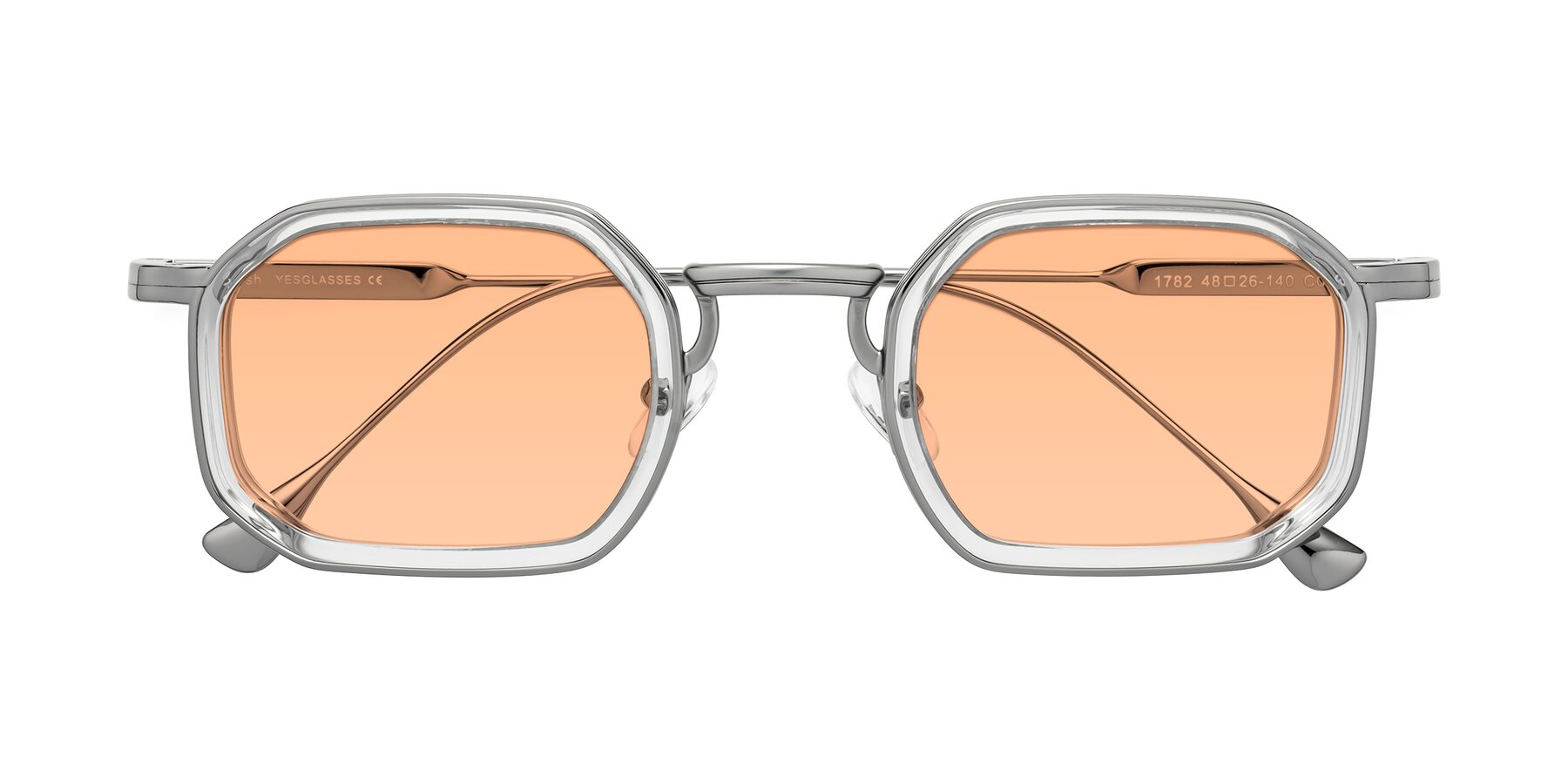 Folded Front of Fresh in Clear-Silver with Light Orange Tinted Lenses