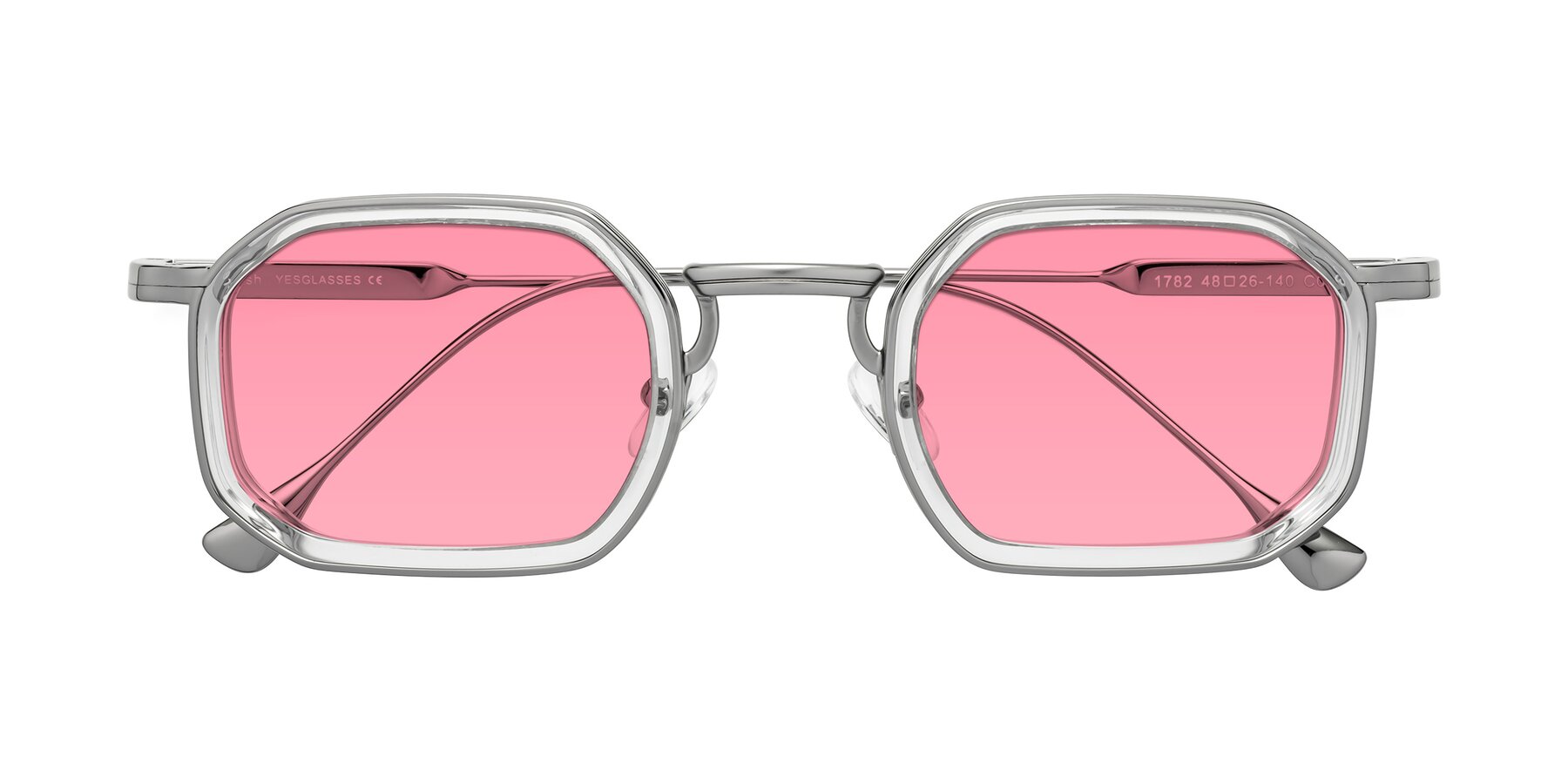 Folded Front of Fresh in Clear-Silver with Pink Tinted Lenses