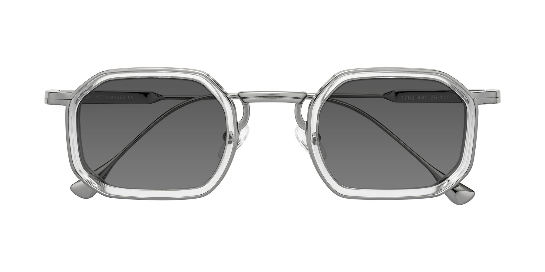 Folded Front of Fresh in Clear-Silver with Medium Gray Tinted Lenses