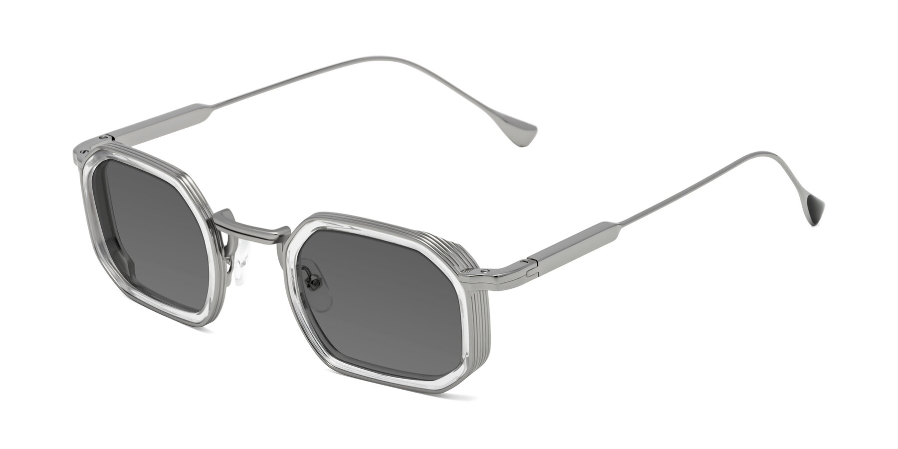 Angle of Fresh in Clear-Silver with Medium Gray Tinted Lenses