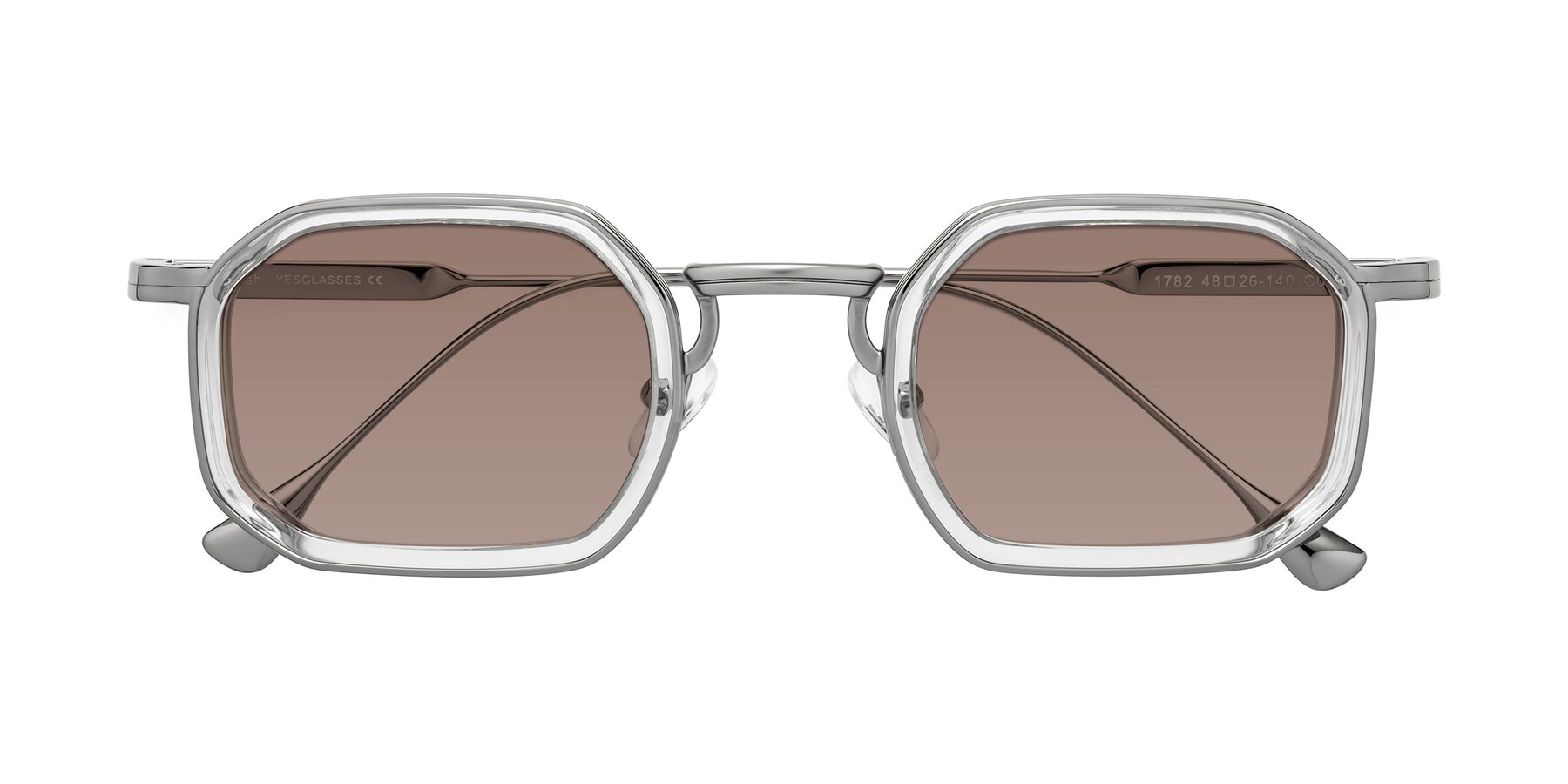 Folded Front of Fresh in Clear-Silver with Medium Brown Tinted Lenses