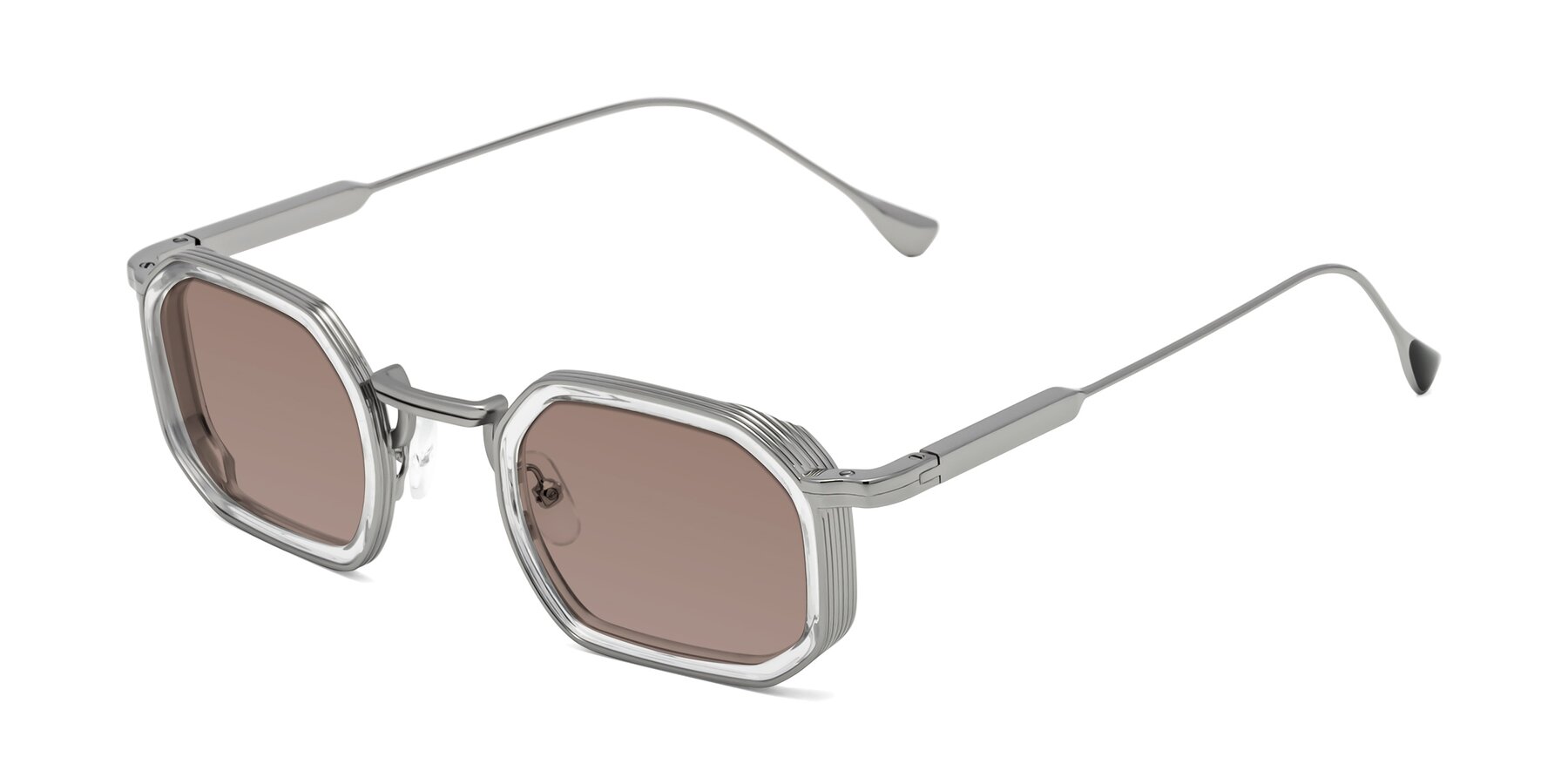 Angle of Fresh in Clear-Silver with Medium Brown Tinted Lenses
