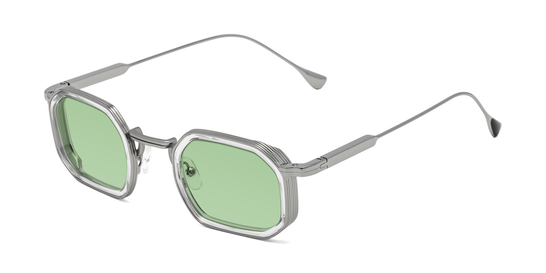 Angle of Fresh in Clear-Silver with Medium Green Tinted Lenses