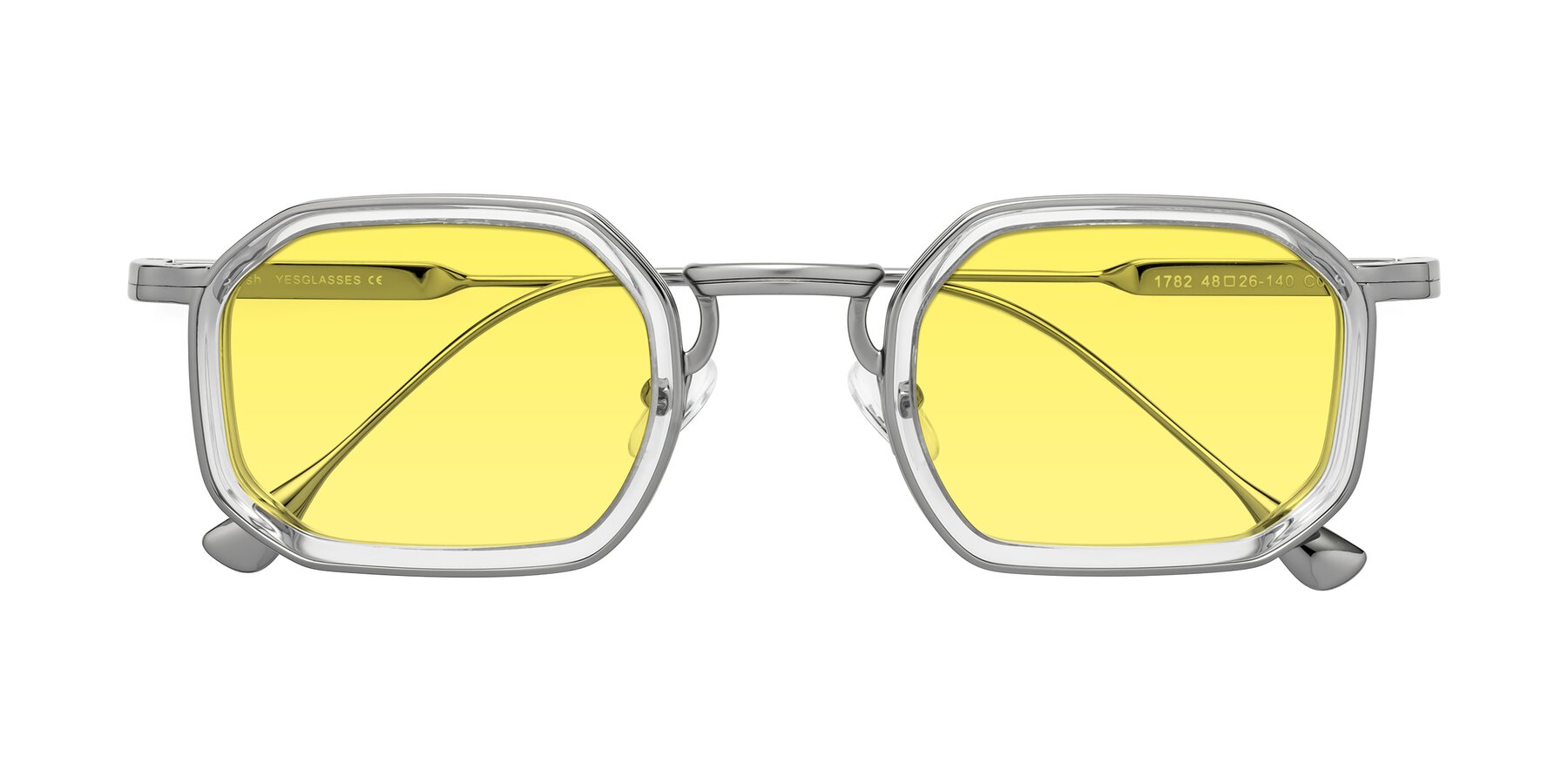 Folded Front of Fresh in Clear-Silver with Medium Yellow Tinted Lenses