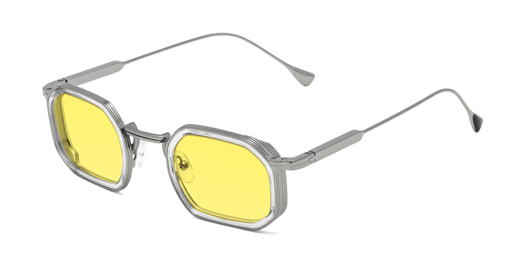 Angle of Fresh in Clear-Silver with Medium Yellow Tinted Lenses