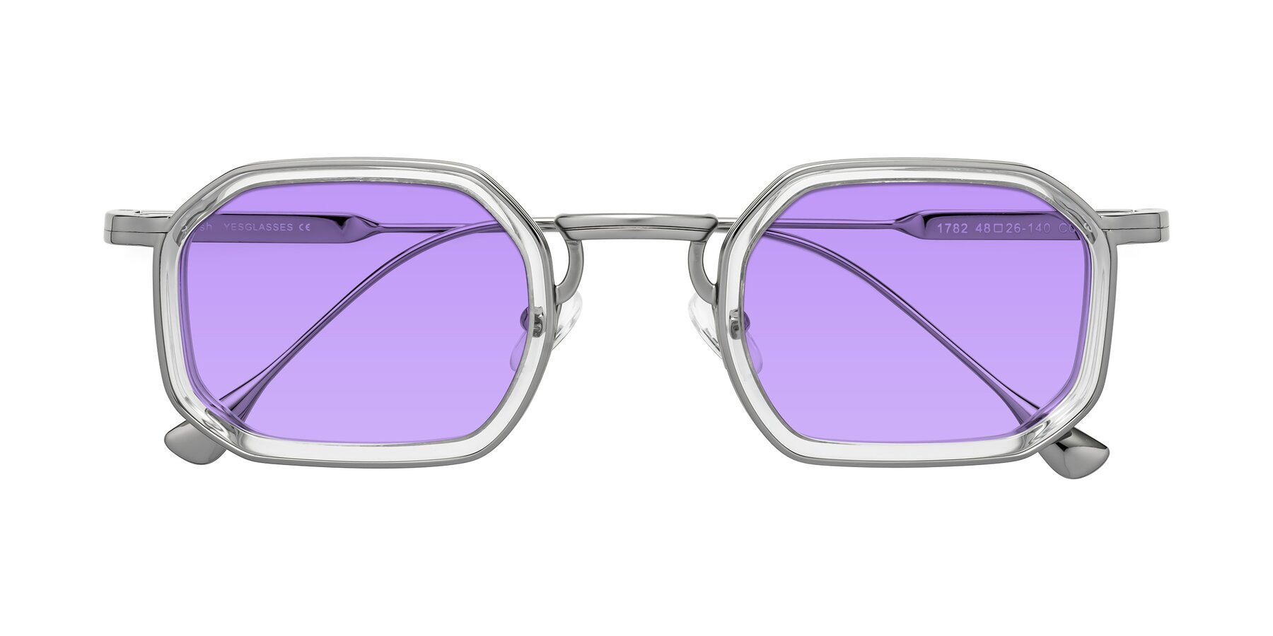 Folded Front of Fresh in Clear-Silver with Medium Purple Tinted Lenses