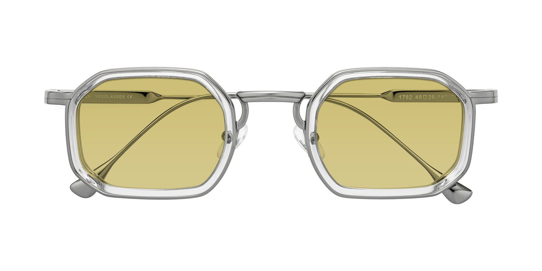 Folded Front of Fresh in Clear-Silver with Medium Champagne Tinted Lenses