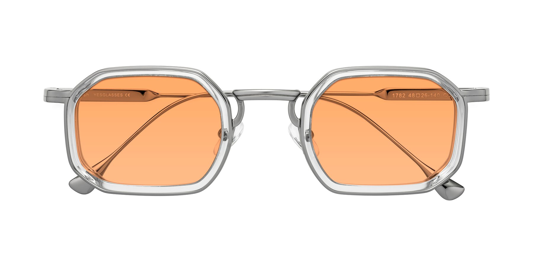Folded Front of Fresh in Clear-Silver with Medium Orange Tinted Lenses