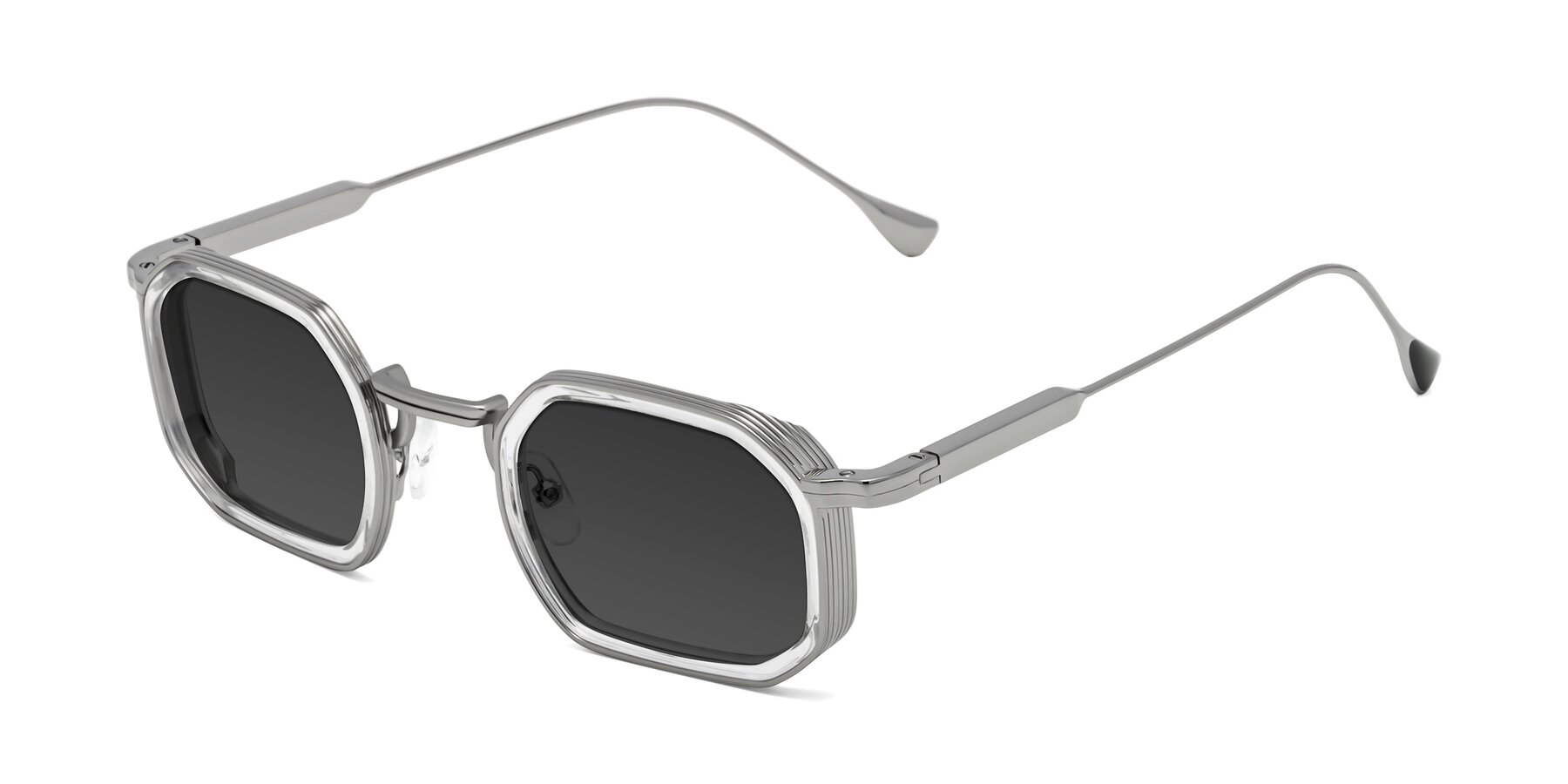 Angle of Fresh in Clear-Silver with Gray Tinted Lenses